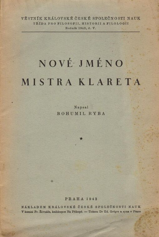 Nové jméno mistra Klareta /