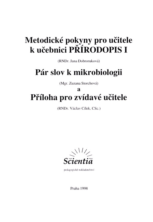 Metodické pokyny pro učitele k učebnici Přírodopis I