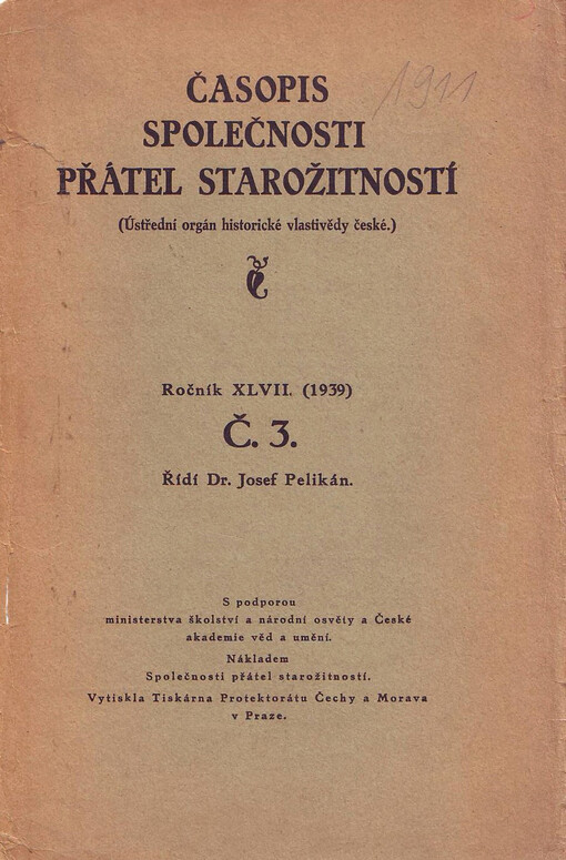 Časopis Společnosti přátel starožitností československých v Praze