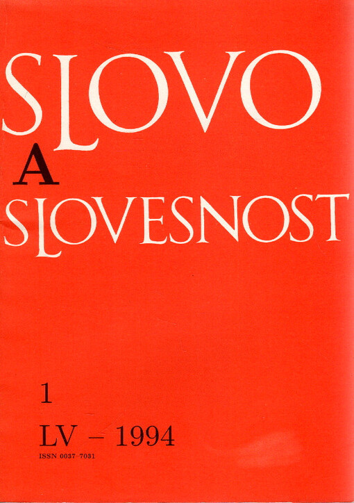 Slovo a slovesnost : časopis pro otázky teorie a kultury jazyka