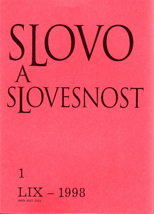 Slovo a slovesnost : časopis pro otázky teorie a kultury jazyka