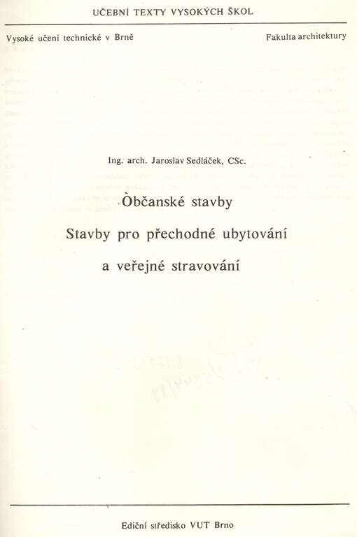 Občanské stavby :stavby pro přechodné ubytování a veřejné stravování, 2. vyd.