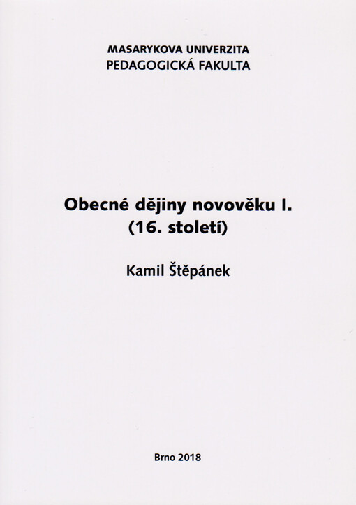 Obecné dějiny novověku. I., (16. století)