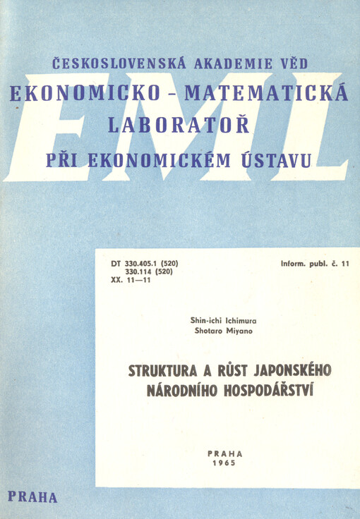 Struktura a růst japonského národního hospodářství : (použití dynamického modelu národního hospodářství) : (překlad)