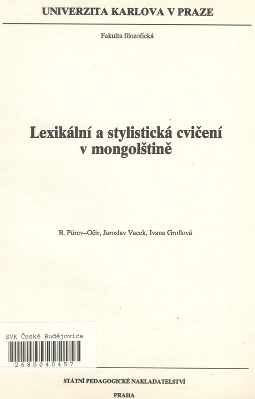 Lexikální a stylistická cvičení v mongolštině