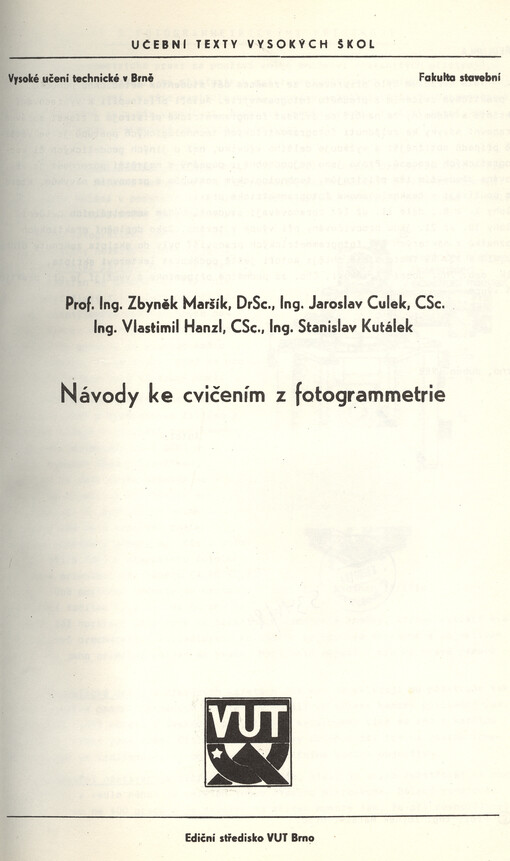 Návody ke cvičením z fotogrammetrie