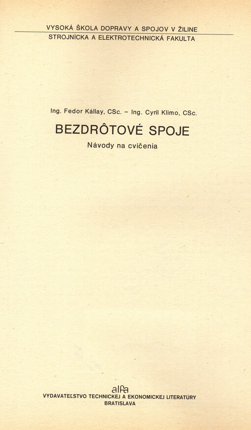 Bezdrôtove spoje : návody na cvičenia