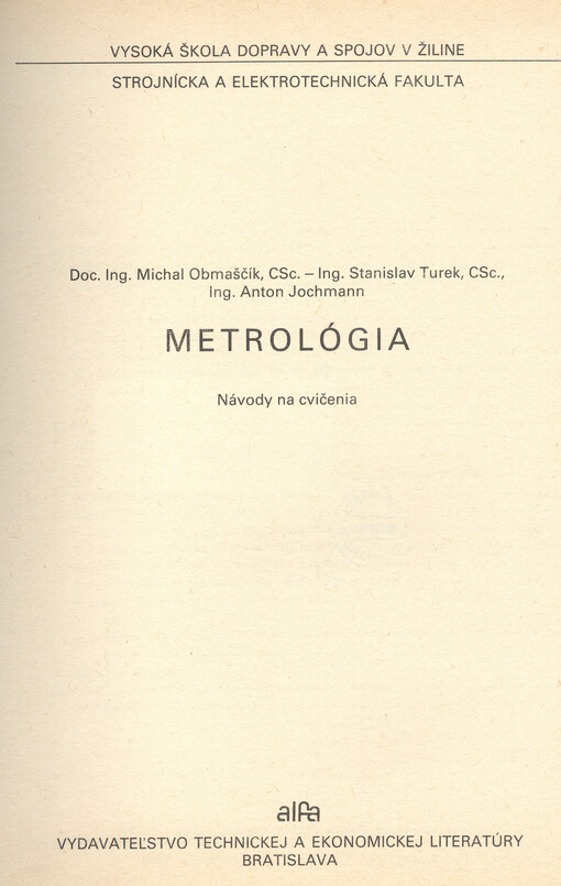 Metrológia : návody na cvičenia