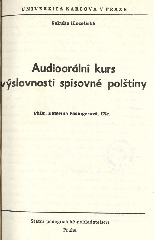 Audioorální kurs výslovnosti spisovné polštiny