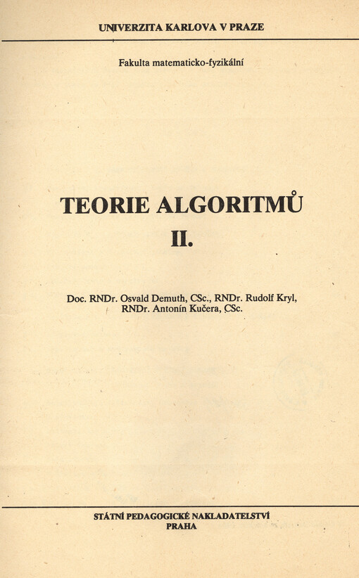 Teorie algoritmů II