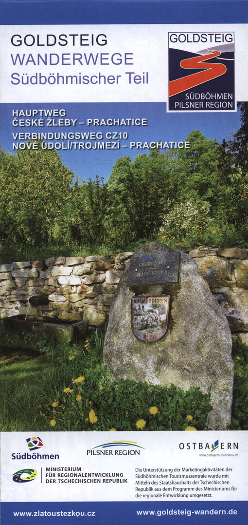 Goldsteig - Wanderwege, Südböhmischer Teil : Hauptweg České Žleby - Prachatice, Verbindungsweg CZ10 Nové Údolí/Trojmezí - Prachatice