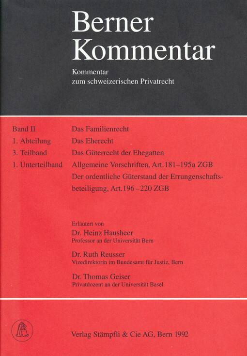 Das Familienrecht.Band II, 1. Abteilung,Das Eherecht.
