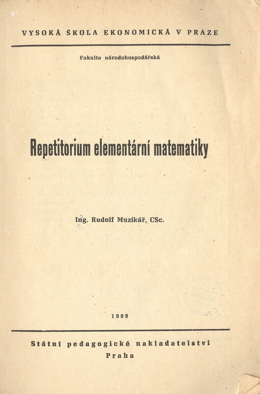 Repetitorium elementární matematiky