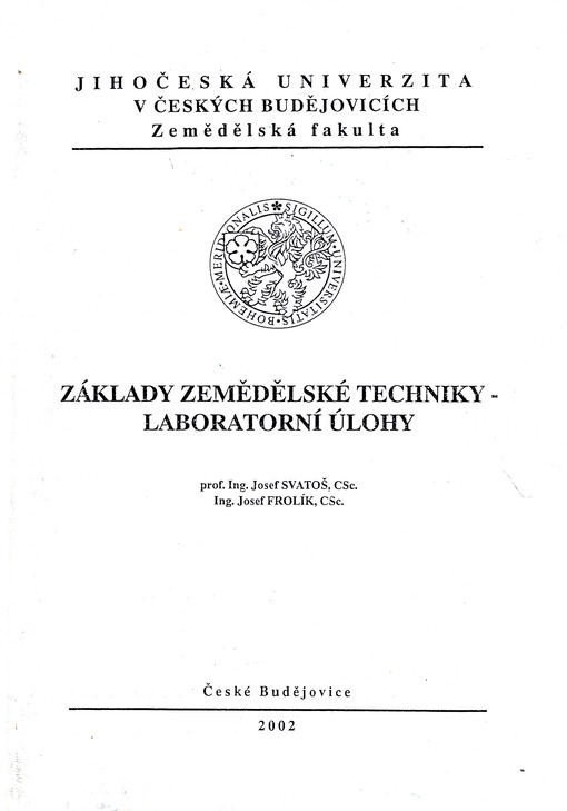 Základy zemědělské techniky - laboratorní úlohy