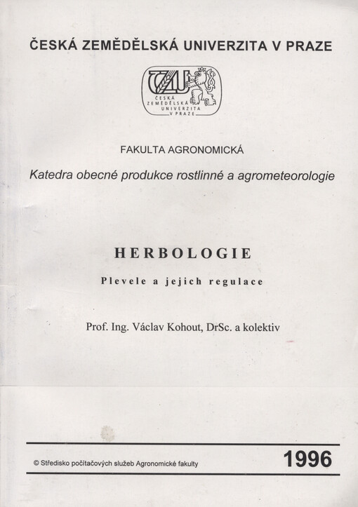 Herbologie :plevele a jejich regulace