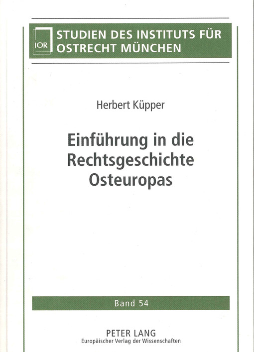 Einführung in die Rechtsgeschichte Osteuropas