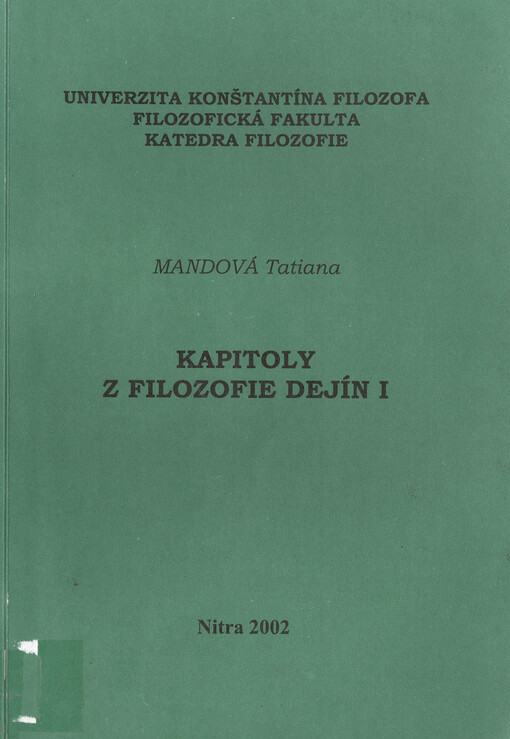 Kapitoly z filozofie dejín. I.