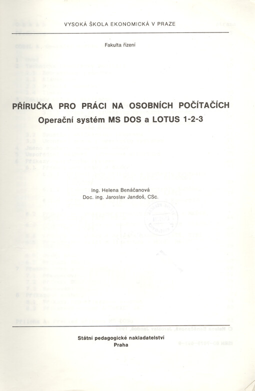 Příručka pro práci na osobních počítačích :operační systém MS DOS a LOTUS 1-2-3