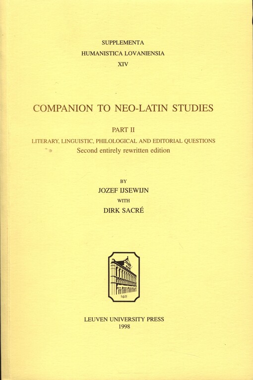 Companion to Neo-Latin studies.