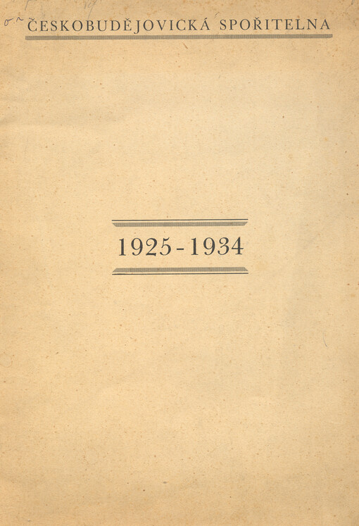 Českobudějovická spořitelna 1925-1934