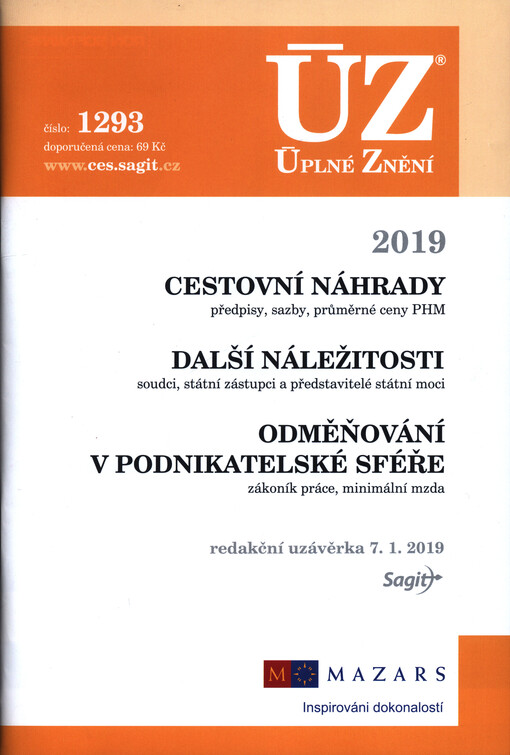 ÚZ č. 1293 Cestovní náhrady, Odměňování v podnikatelské sféře 2019