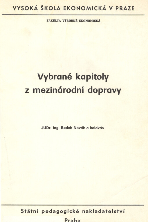 Vybrané kapitoly z mezinárodní dopravy