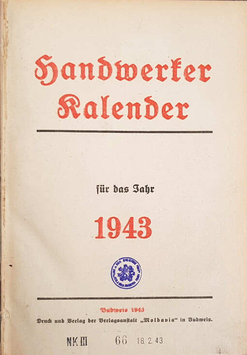 Handwerker-Kalender für das Jahr ...