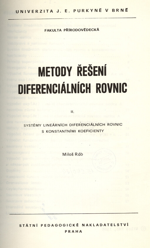 Metody řešení diferenciálních rovnic II. :systémy lineárních diferenciálních rovnic s konstantními koeficienty