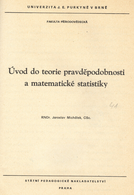 Úvod do teorie pravděpodobnosti a matematické statistiky