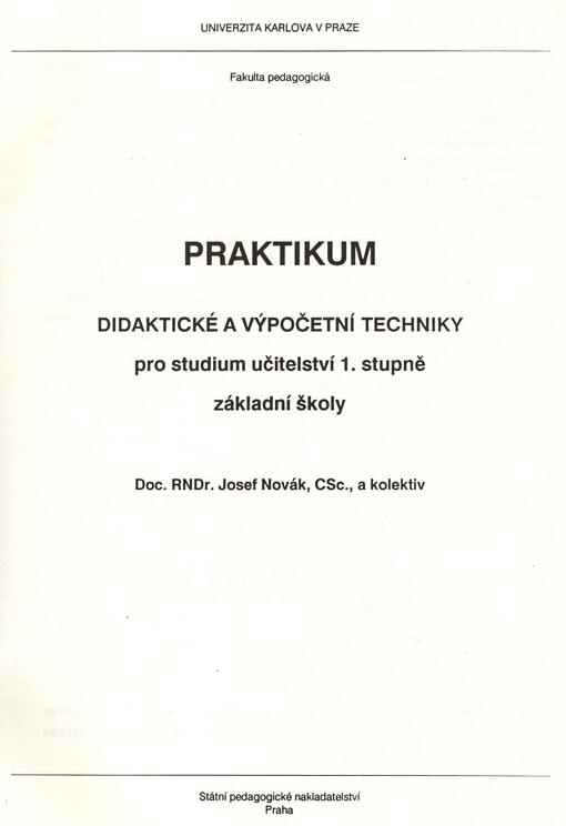 Praktikum didaktické a výpočetní techniky pro studium učitelství prvního stupně základní školy