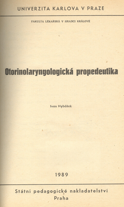 Otorinolaryngologická propedeutika