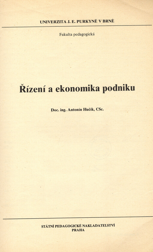 Řízení a ekonomika podniku