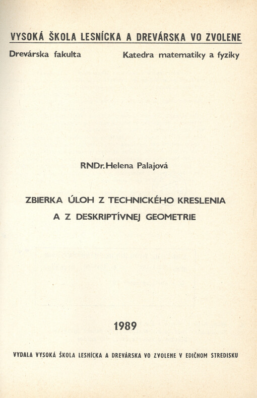 Zbierka úloh z technického kreslenia a z deskriptívnej geometrie
