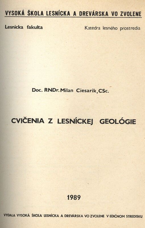 Cvičenia z lesníckej geológie