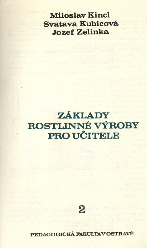 Základy rostlinné výroby pro učitele
