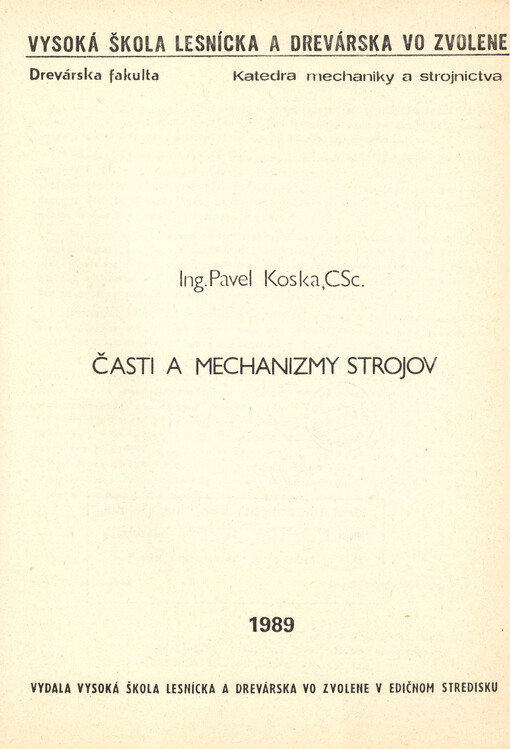Časti a mechanizmy strojov