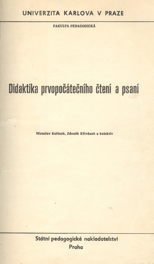 Didaktika prvopočátečního čtení a psaní