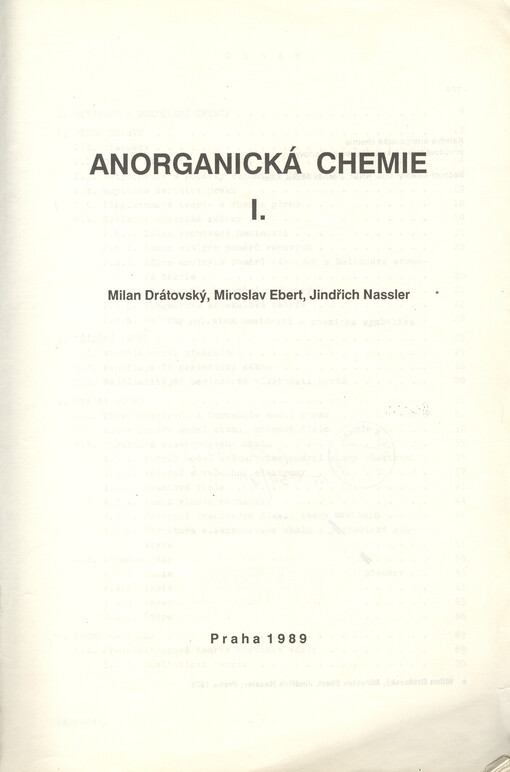 Anorganická chemie I.