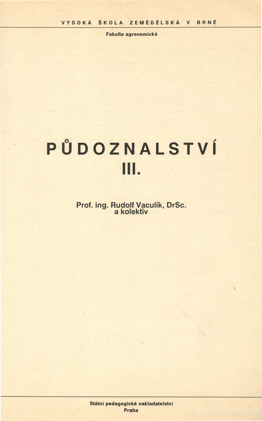 Půdoznalství. III.