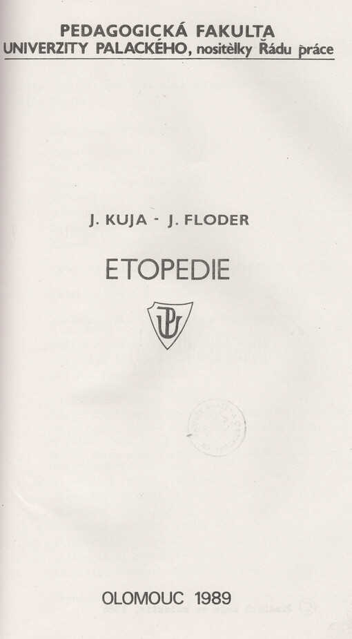 Etopedie :určeno pro stud. učitelství ŠMVZP, vychovatelství OVZP