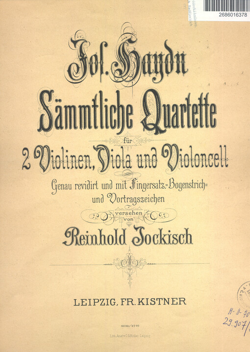 Sämmtliche Quartette für 2 Violinen, Viola und Violoncell