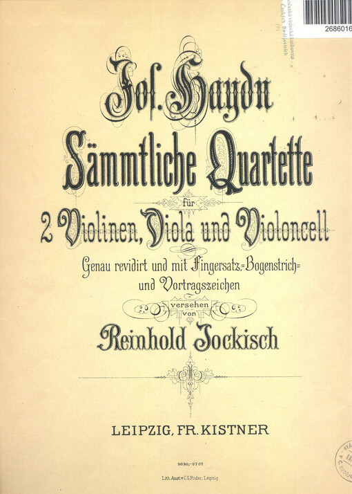 Sämmtliche Quartette 2 Violinen, Viola und Violoncell Quartett 6. ;