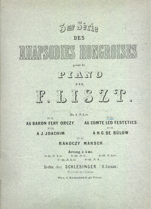 Rhapsodie Hongroise No.15 pour le piano