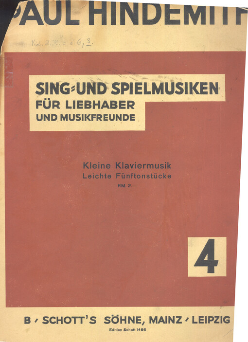 Kleine Klaviermusik leichte Fünftonstür für Klavier : Nr. 4