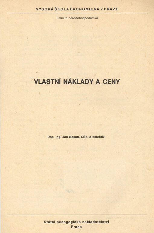 Vlastní náklady a ceny