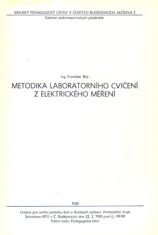 Metodika laboratorního cvičení z elektrického měření