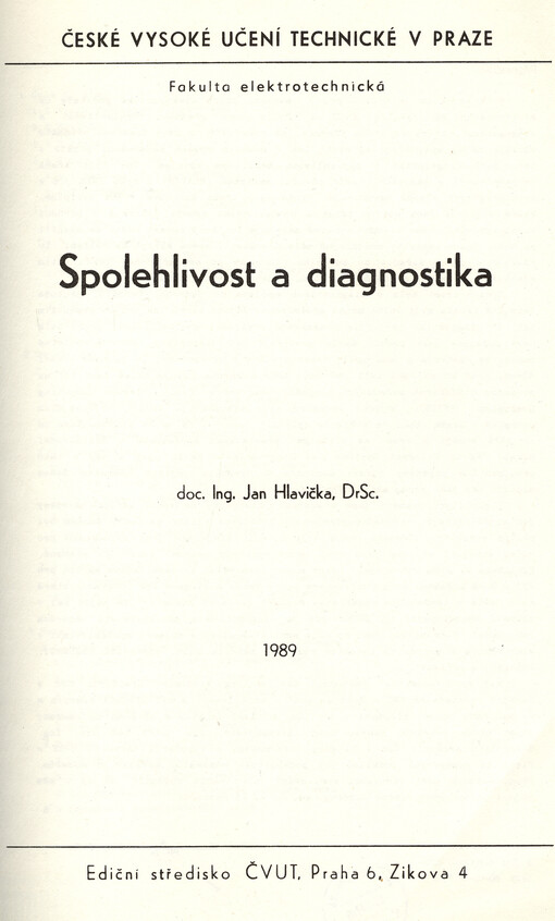 Spolehlivost a diagnostika