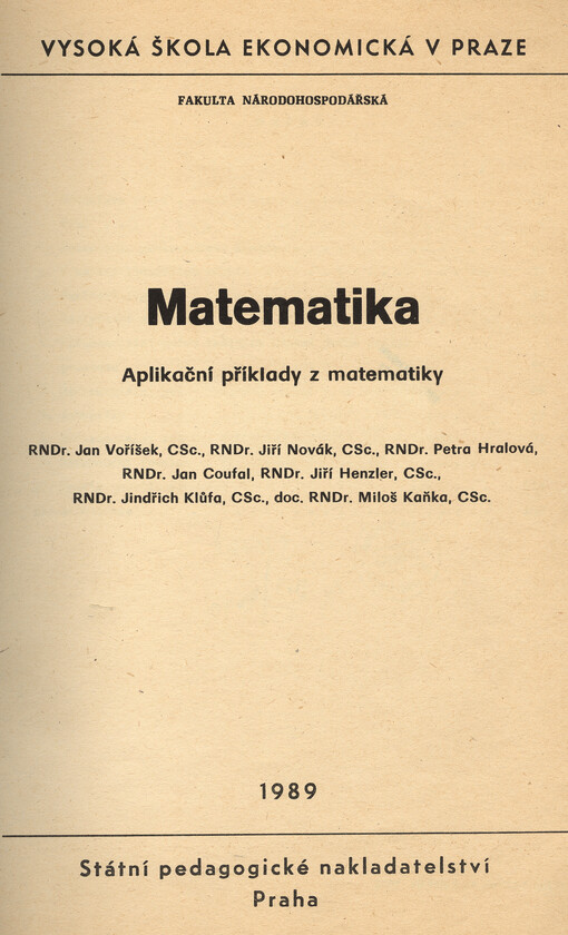 Matematika :aplikační příklady z matematiky