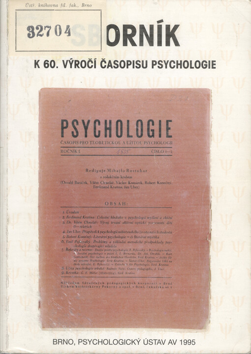 Sborník k 60. výročí časopisu Psychologie