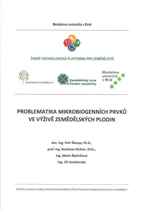 Problematika mikrobiogenních živin ve výživě zemědělských plodin